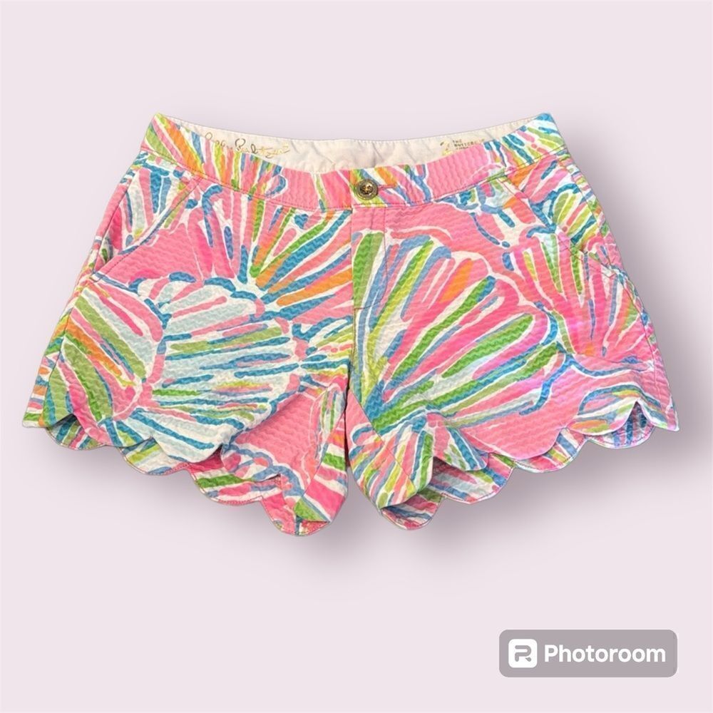 LILLY PULITZER Buttercup Scalloped Shorts Pink Pout Shellabrate